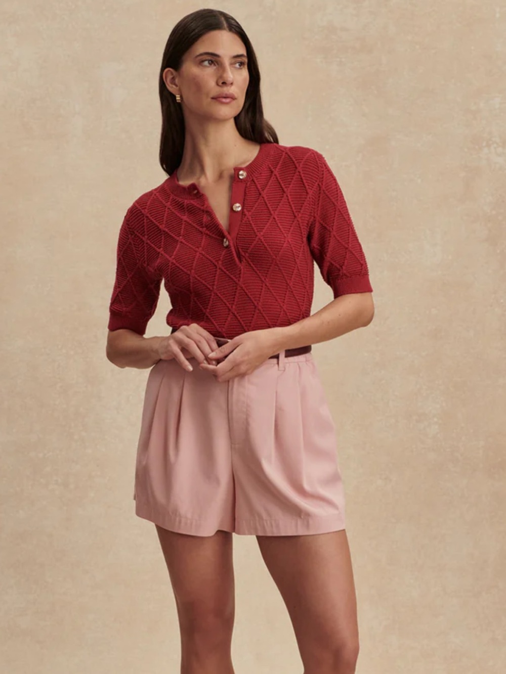 NWT Varley High-Waist Pleated Shorts